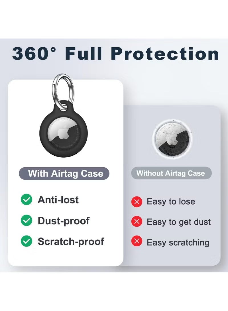 Fullmosa Apple AirTag Case- Heavy Duty PC Hard Shell Protective Cover with Anti-Lost Keychain, Shockproof & Anti-Scratch Tracker Holder for Keys, Luggage, Pets (Black) - Image 5