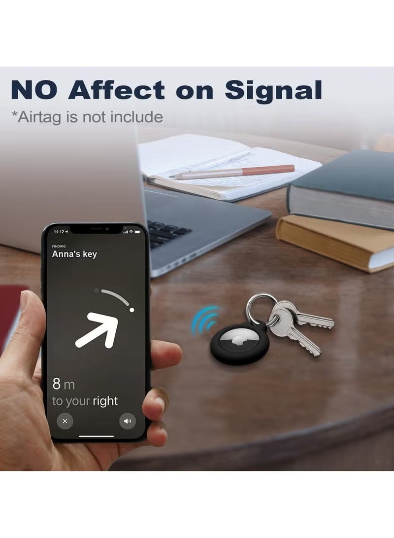 Fullmosa Apple AirTag Case- Heavy Duty PC Hard Shell Protective Cover with Anti-Lost Keychain, Shockproof & Anti-Scratch Tracker Holder for Keys, Luggage, Pets (Black) - Image 4