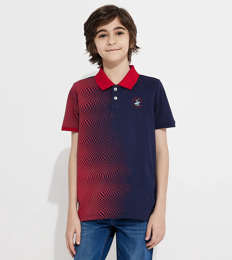 BEVERLY HILLS POLO CLUB Printed Short Sleeves Polo T-Shirt
