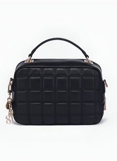 جس حقيبة يد GUESS مبطنة سوداء - حقيبة كتف للنساء  - Image 3