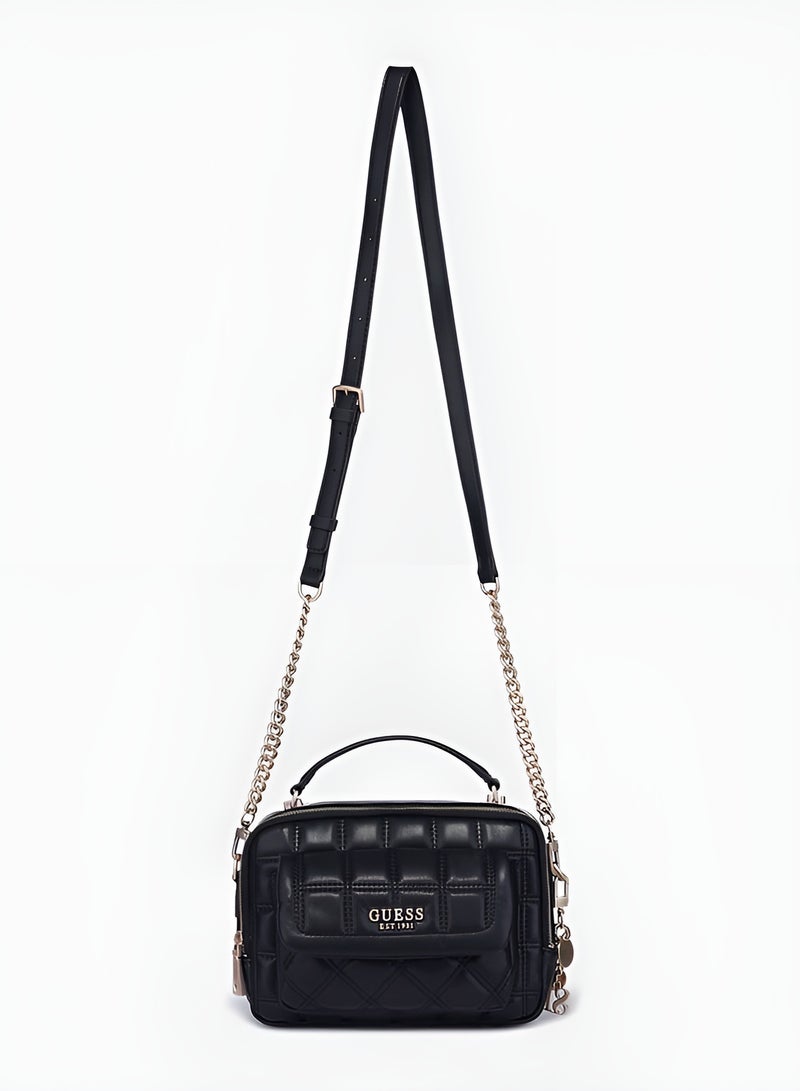 جس حقيبة يد GUESS مبطنة سوداء - حقيبة كتف للنساء - Image 4