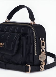 جس حقيبة يد GUESS مبطنة سوداء - حقيبة كتف للنساء  - Image 5