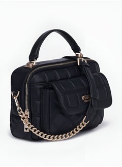 جس حقيبة يد GUESS مبطنة سوداء - حقيبة كتف للنساء  - Image 1