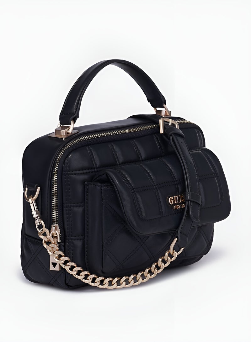 جس حقيبة يد GUESS مبطنة سوداء - حقيبة كتف للنساء - Image 1