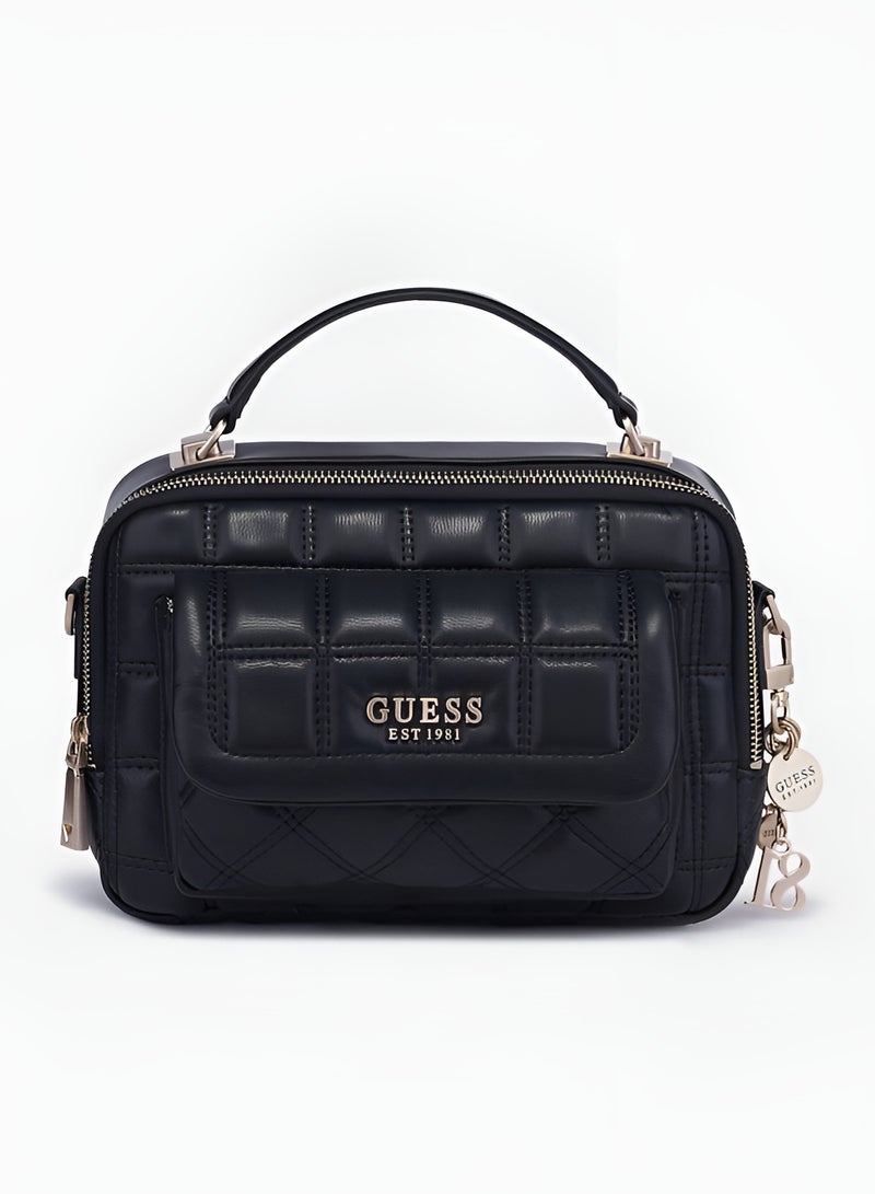 جس حقيبة يد GUESS مبطنة سوداء - حقيبة كتف للنساء - Image 2