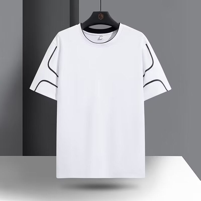 American Style Fashion Brand Summer Loose Sports Short-Sleeved T-Shirt Men'S Fashion Niche Round Neck Half-Sleeved T-Shirt Fake Two-Piece Top - Image 2