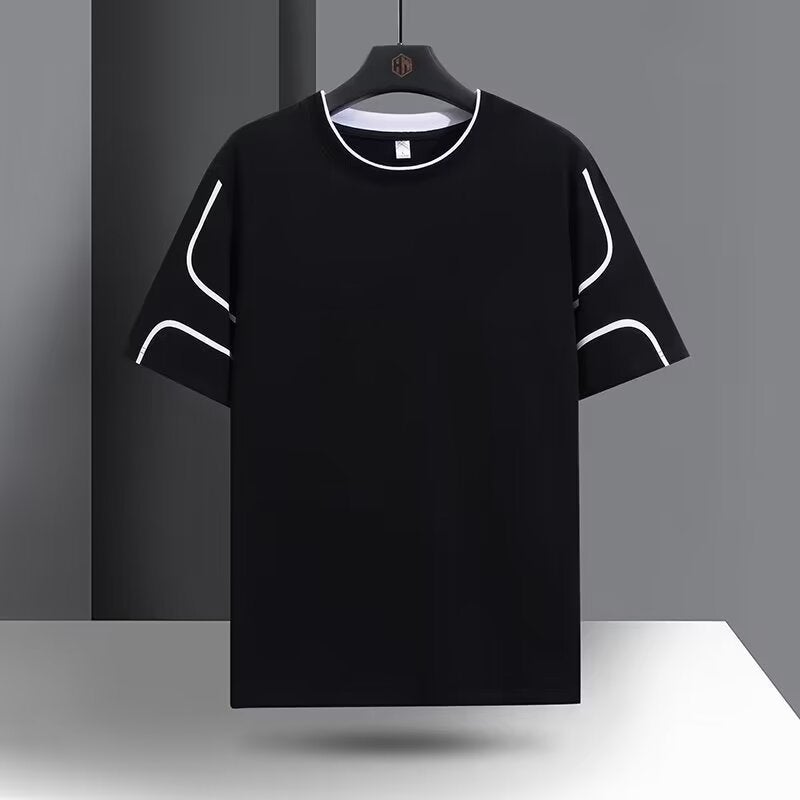 American Style Fashion Brand Summer Loose Sports Short-Sleeved T-Shirt Men'S Fashion Niche Round Neck Half-Sleeved T-Shirt Fake Two-Piece Top - Image 3