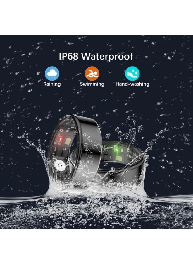 Smart Ring, Health Tracker for Women Men, Fitness Tracker with Heart Rate, Blood Oxygen, Sleep Monitor, Calories, Step Counter, IP68 Waterproof Smart Ring for iPhone u0026 Android, No Subscription Fee (Black, 8#) - Image 5