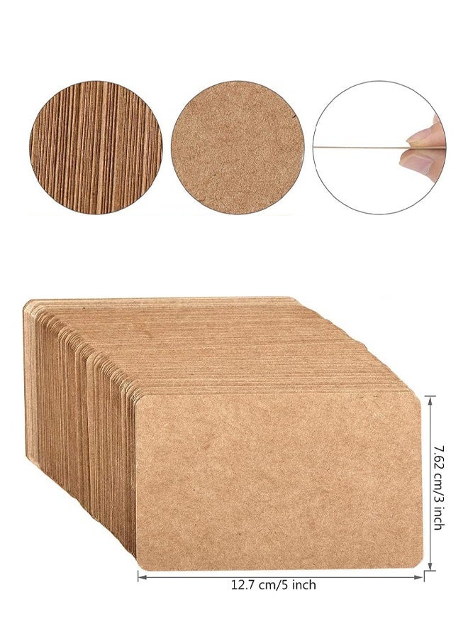 200 بطاقة عمل فارغة، بطاقة تعليمية من ورق كرافت، بطاقة ملاحظة، بطاقة هدية برسالة عيد الشكر (أبيض، لون جلد البقر) - Image 5