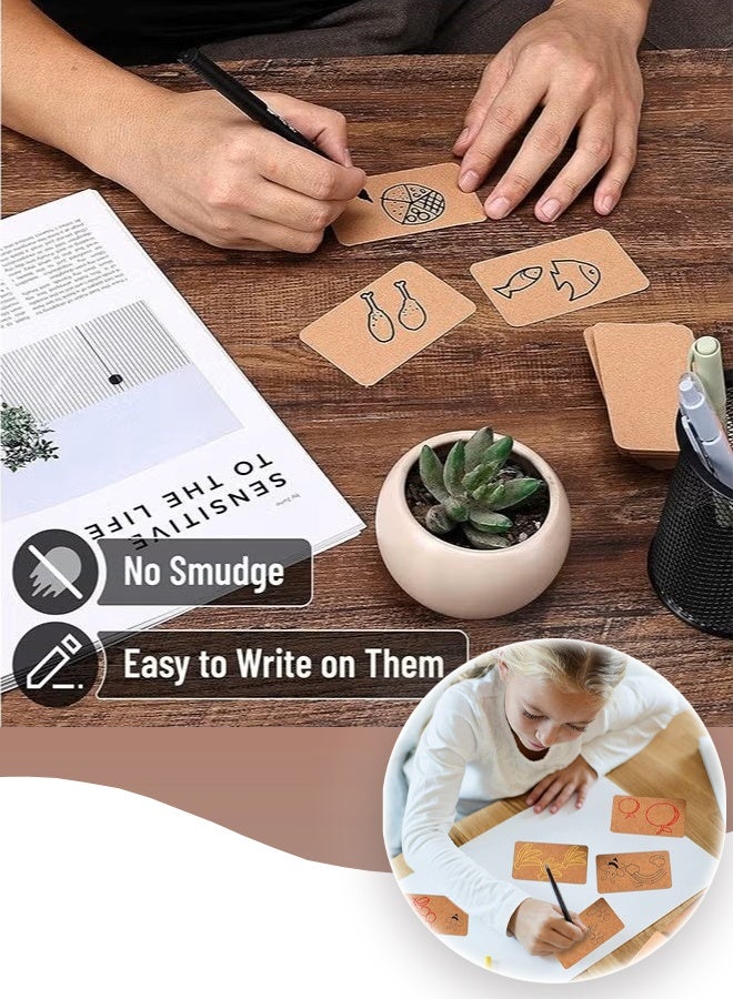 200 بطاقة عمل فارغة، بطاقة تعليمية من ورق كرافت، بطاقة ملاحظة، بطاقة هدية برسالة عيد الشكر (أبيض، لون جلد البقر) - Image 4