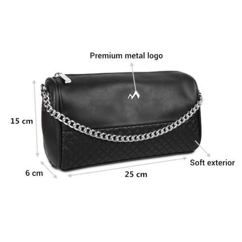 Metro Women Black Elegant Quilted Crossbody Bag (230-35) - Image 2