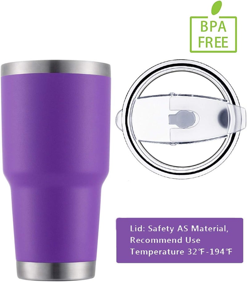 DS 30oz Purple Tumbler Stainless Steel Double Wall Vacuum Insulated Mug with Straw and Lid, Cleaning Brush for Cold and Hot Beverages (30oz Purple)… - Image 4