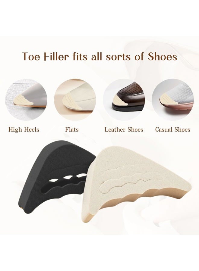 EACOZY Adjustable Toe Inserts, Foam Shoe Fillers for Loose Shoes, Black and Beige, 4 Pairs, Unisex, Shoe Inserts for Men and Women's Shoes - Image 2