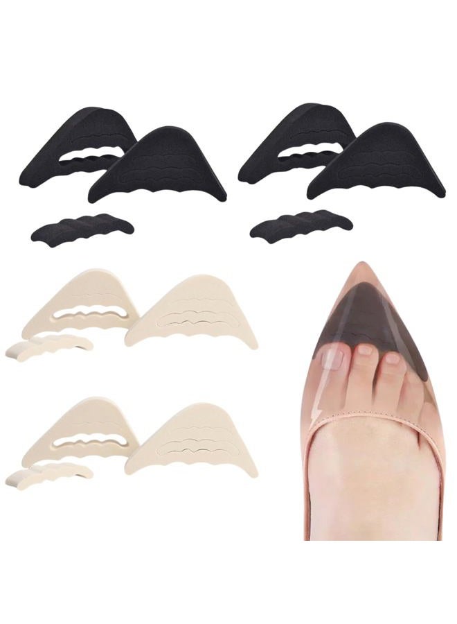 EACOZY Adjustable Toe Inserts, Foam Shoe Fillers for Loose Shoes, Black and Beige, 4 Pairs, Unisex, Shoe Inserts for Men and Women's Shoes - Image 1