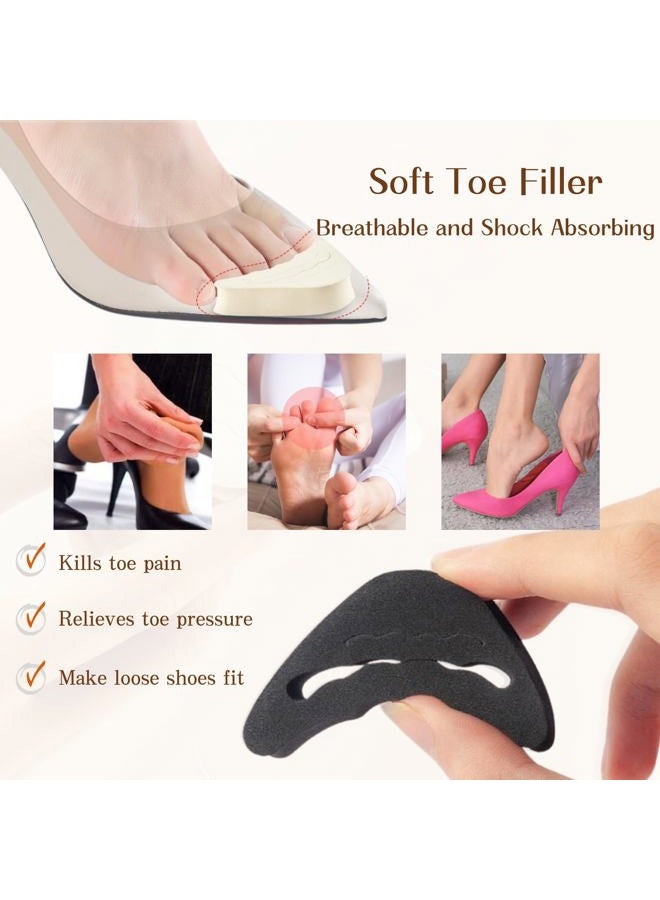 EACOZY Adjustable Toe Inserts, Foam Shoe Fillers for Loose Shoes, Black and Beige, 4 Pairs, Unisex, Shoe Inserts for Men and Women's Shoes - Image 3