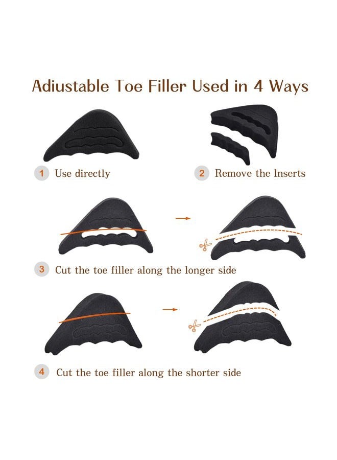 EACOZY Adjustable Toe Inserts, Foam Shoe Fillers for Loose Shoes, Black and Beige, 4 Pairs, Unisex, Shoe Inserts for Men and Women's Shoes - Image 4