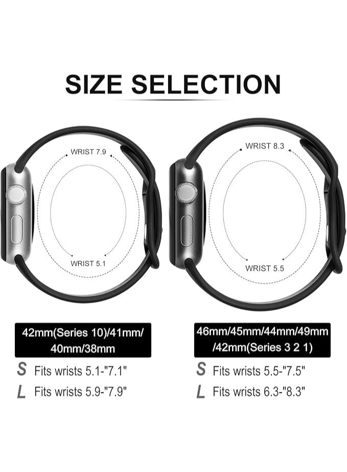 Breathable Silicone Sport Band with Double Hole Snap, Compatible with Apple Watch 42mm 44mm 45mm 46mm 49mm, iWatch Ultra 2 SE Series 10 9 8 7 6 5 4 3 2 1_ Black & Gray - Image 3