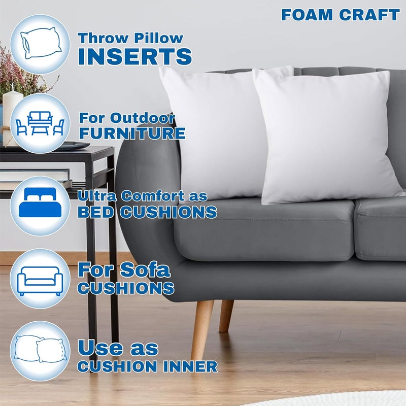 Cushion Inserts for Sofas Cushions, Bed Pillows & Chair Cushions | 100% Polyester Stuffed Cushion Filler for Couch Cushions | Washable Cushion Inner Pads, Pack of 8 Throw Pillow Inserts (60 x 60cm) - Image 4