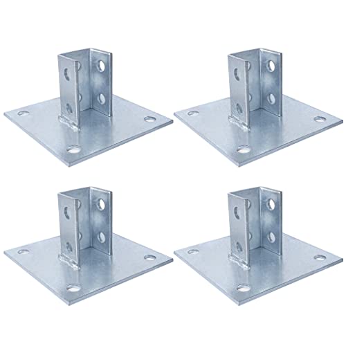 Skelang 4 Pcs Strut Post Base, 4 Holes Square Mount 6" x 6" Base for 1-5/8" Single Strut Channel - Image 1