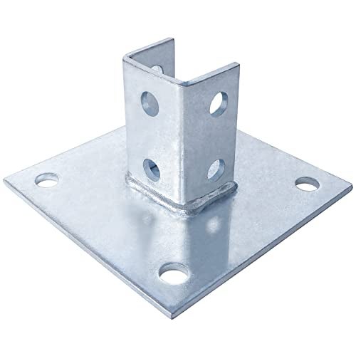 Skelang 4 Pcs Strut Post Base, 4 Holes Square Mount 6" x 6" Base for 1-5/8" Single Strut Channel - Image 2