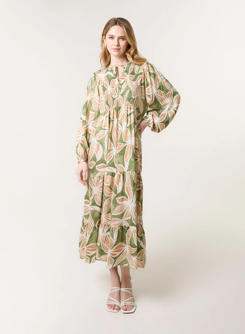 بلو فانيلا فستان طويل بطبعة زهور