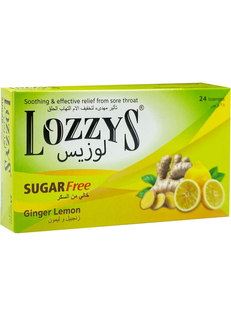 لوزيس وزيز، زنجبيل وليمون خالي من السكر، مُهدئ وفعال لتخفيف التهاب الحلق، ٢٤ قرصًا - Image 1