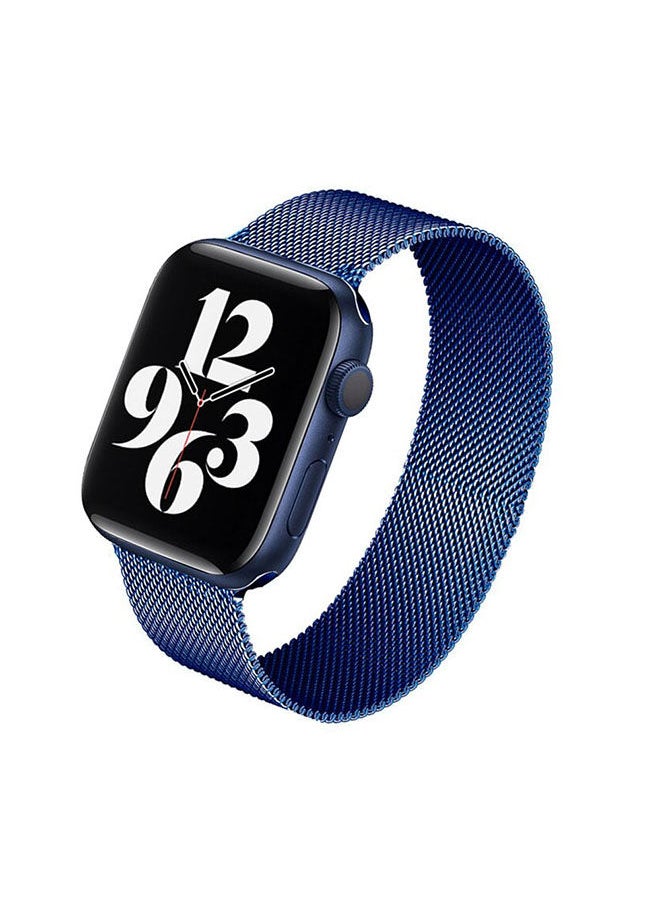 O Ozone Milanese Loop Strap For Apple Watch Series 10 | Ultra 2 | 8 Ultra | 9 | 8 | 7 | 6, 49/46/45/44/42mm, Stainless Steel Double Mesh Wristbands - Blue  - Image 1