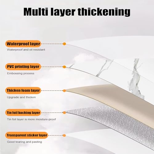 Chejiaye Luxury Thicken Matte Grey White Marble Peel and Stick Floor Tiles Self-Adhesive Vinyl Flooring Roll-DIY Easy for Wall and Floor,Hard Surface/Waterproof/Anti Slip (Not Real Marble, 17.72 "W x 393.7" L) - Image 4