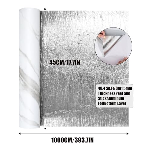 Chejiaye Luxury Thicken Matte Grey White Marble Peel and Stick Floor Tiles Self-Adhesive Vinyl Flooring Roll-DIY Easy for Wall and Floor,Hard Surface/Waterproof/Anti Slip (Not Real Marble, 17.72 "W x 393.7" L) - Image 5
