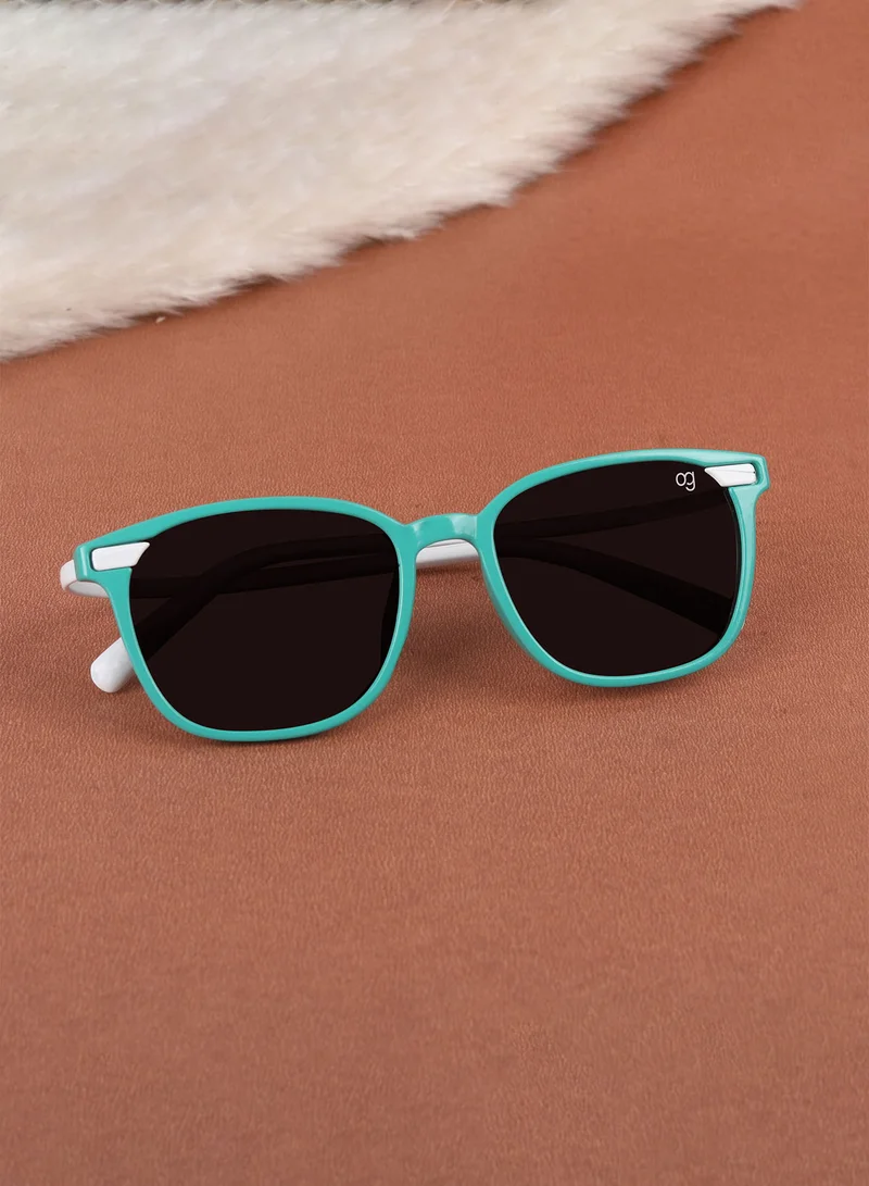 Woggles Stylish Green & White Square Kids Sunglasses