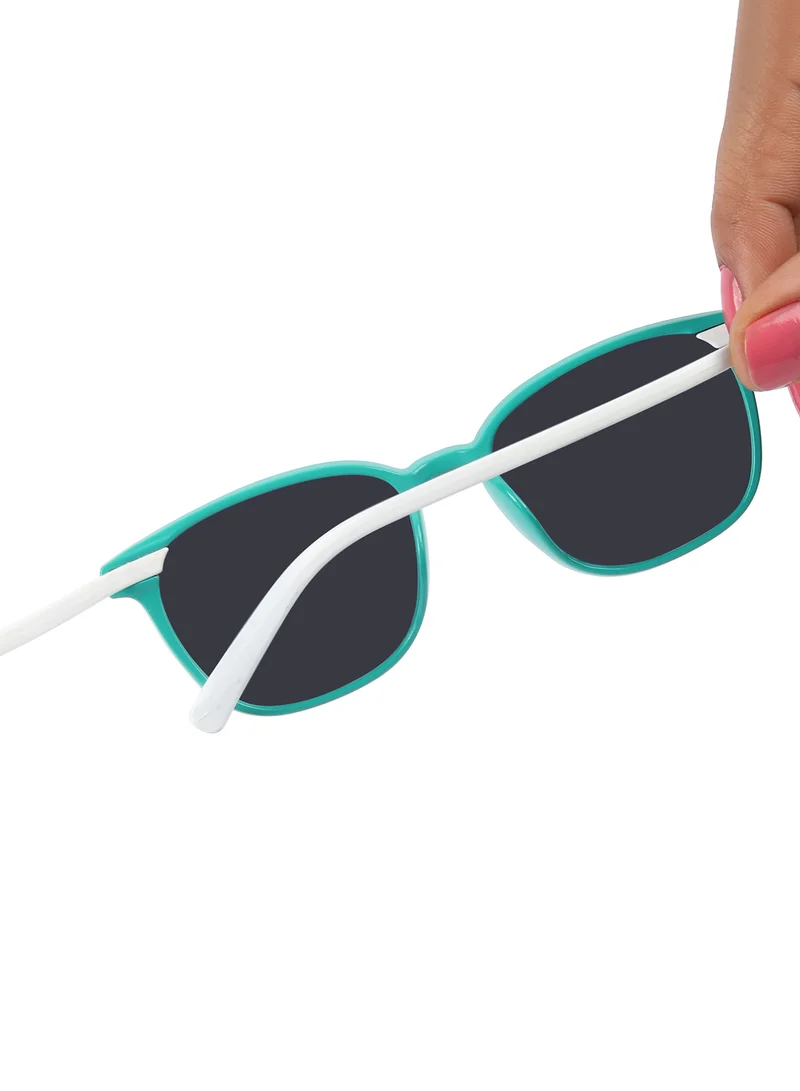 Woggles Stylish Green & White Square Kids Sunglasses