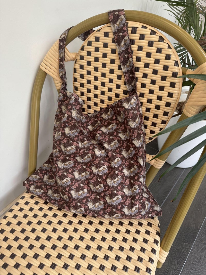 Korean Vintage Cashew Flower Canvas Bag peony flower