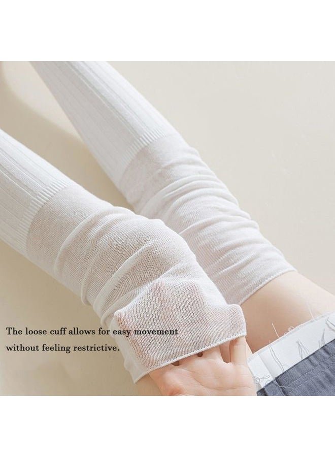 huablo Over Knee High Boot Socks Slouch Top Over Knee Knit High Socks Fashion Over Calf High Thigh Socks for Women White - Image 4