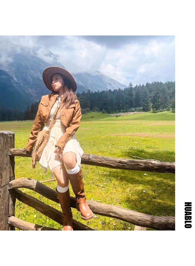 huablo Over Knee High Boot Socks Slouch Top Over Knee Knit High Socks Fashion Over Calf High Thigh Socks for Women White - Image 3