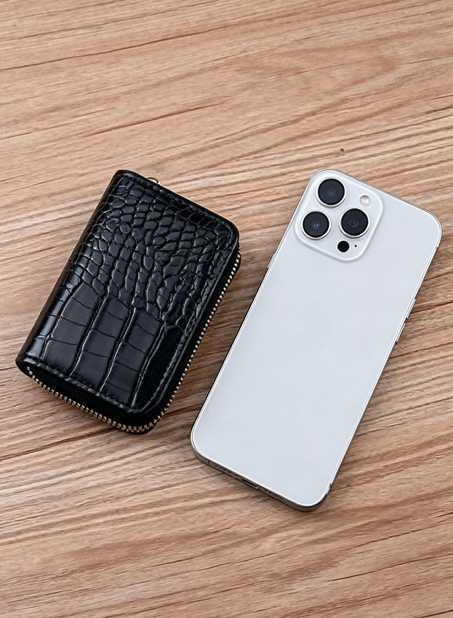 11-slot zipper folding card holder, anti-degaussing zipper, multi-function id coin purse - Image 3
