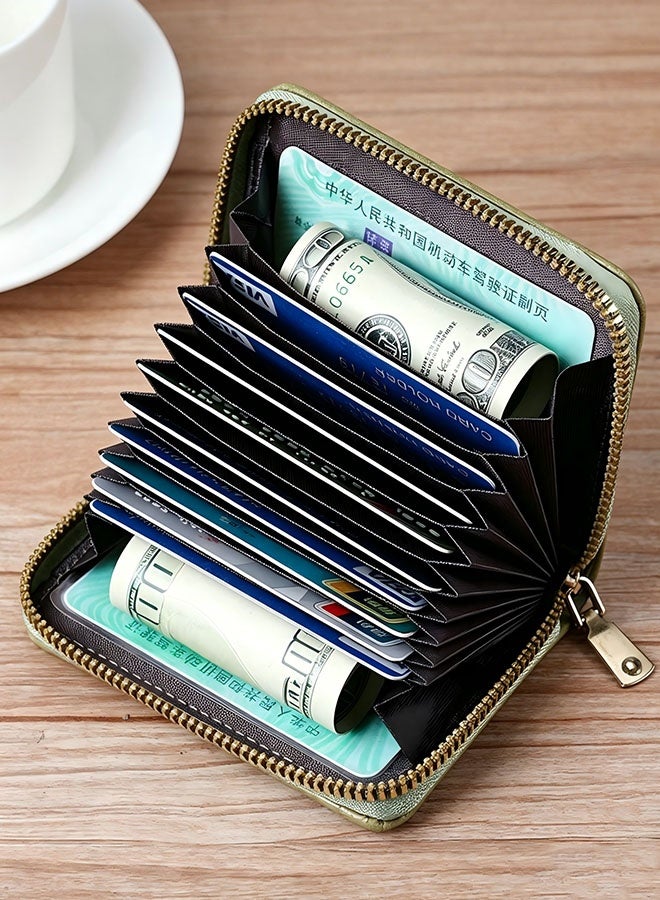 11-slot zipper folding card holder, anti-degaussing zipper, multi-function id coin purse - Image 2