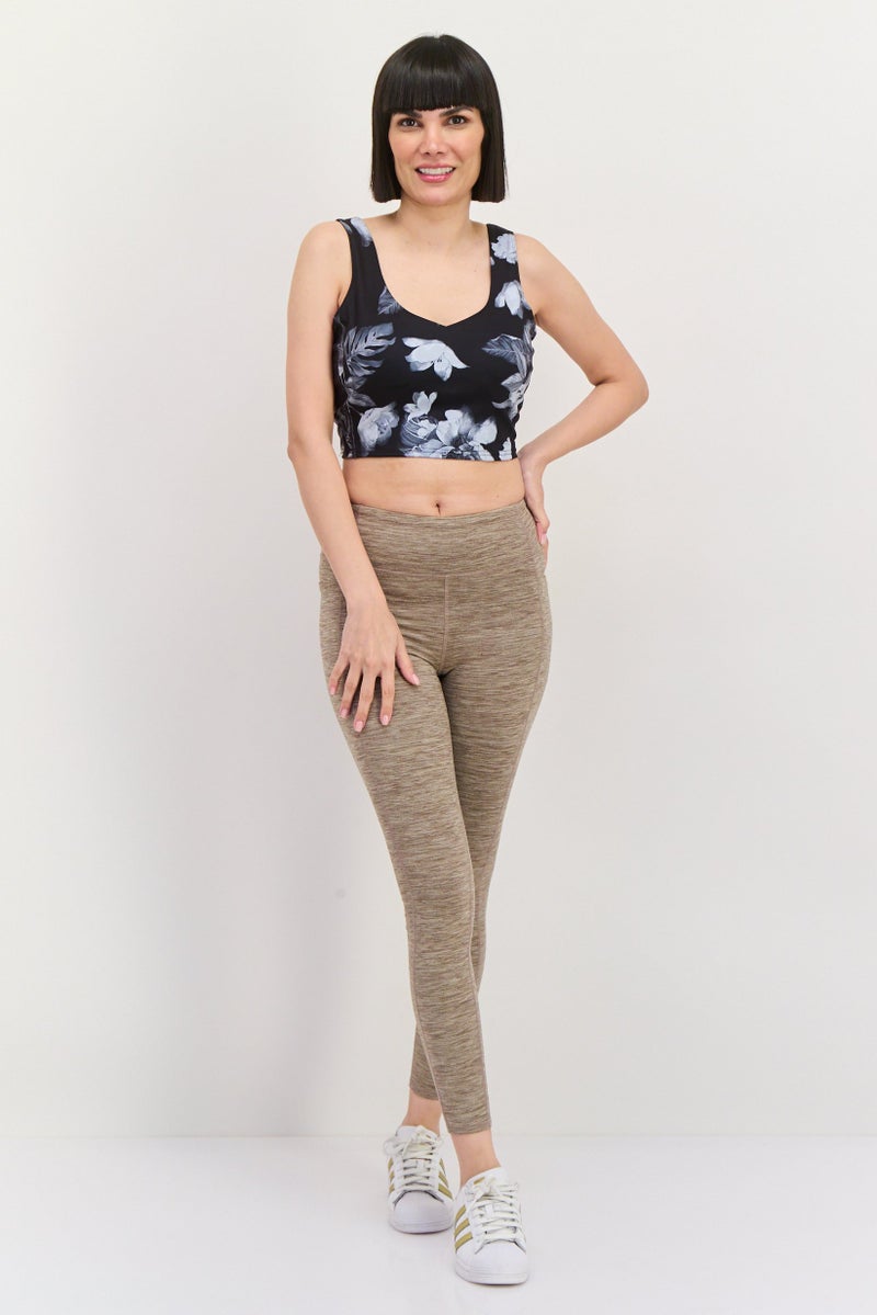 SKECHERS حمالة صدر رياضية مبطنة بطبعة زهور للنساء، سوداء - Image 4