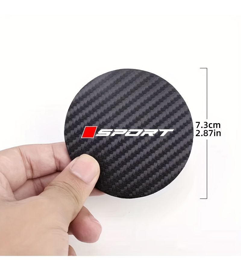 Pack Of 2 White Non Slip Round Car Cup Holder Coasters Carbon Fiber - Image 2