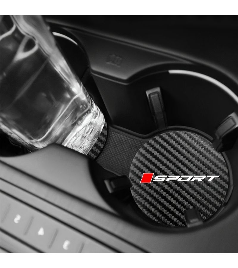 Pack Of 2 White Non Slip Round Car Cup Holder Coasters Carbon Fiber - Image 5
