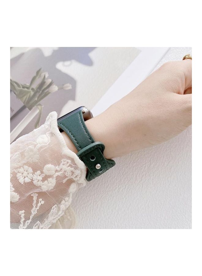 NIBEMINENT Small Waist 8-Shape Reverse Buckle Leather Replacement Strap Watchband For Apple Watch Series 7/6/SE/5/4/3/2/1 41/40/38mm Orange - Image 3