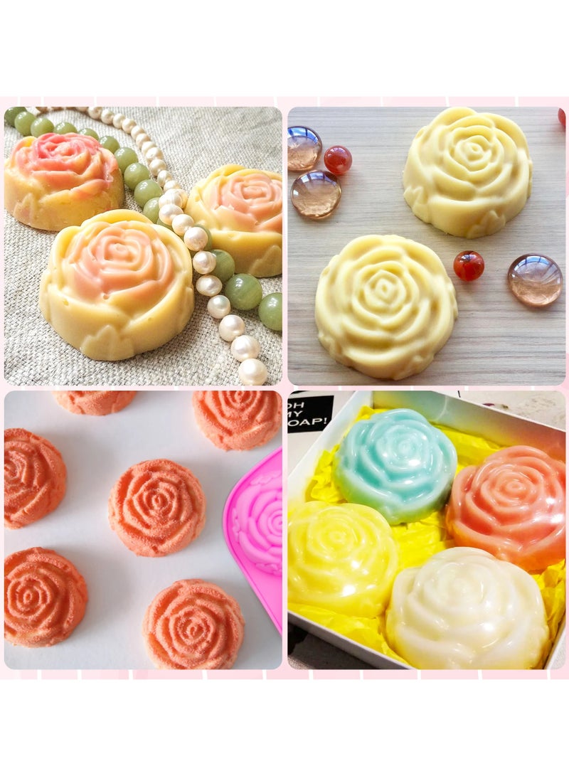 6 ثقب زهرة الورد صابون يدوي شمعة قالب سيليكون كعكة قالب صينية الخبز الكعك قالب روز مكعبات الثلج - Image 4