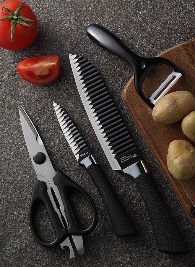 Ceramic Knives Set 6 Pieces For Peeled And Scissors Black  - Image 3
