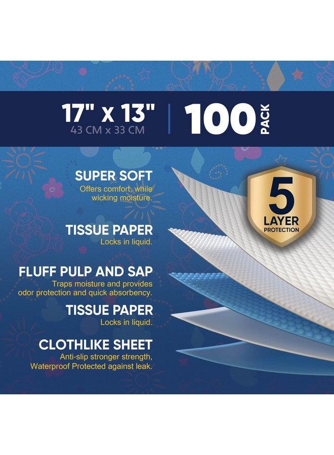 Munfix 100 Pack Disposable Baby Changing Pads 17 X 13 Inches, Super Absorbent Incontinence Underpads, Waterproof Potty Training, Diaper Liners - Image 1