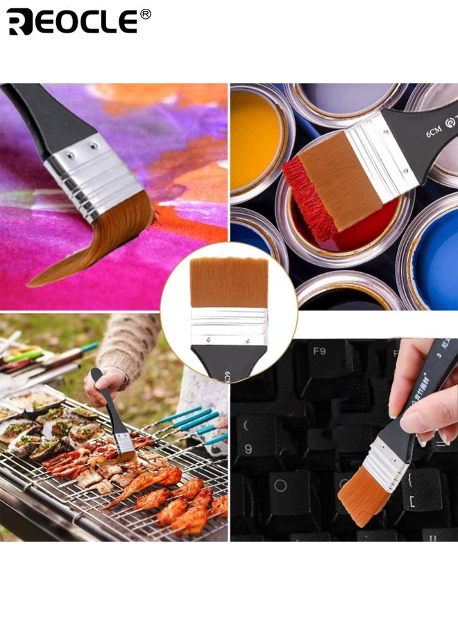REOCLE 5PCS Flat Paint Brushes Set Multi Purpose Assorted Size Wall Brushes Flat Artist Paint Brush for Home Barbecue Oil Painting and Furniture Painting Projects - Image 5