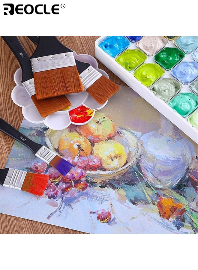 REOCLE 5PCS Flat Paint Brushes Set Multi Purpose Assorted Size Wall Brushes Flat Artist Paint Brush for Home Barbecue Oil Painting and Furniture Painting Projects - Image 4