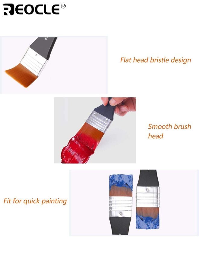 REOCLE 5PCS Flat Paint Brushes Set Multi Purpose Assorted Size Wall Brushes Flat Artist Paint Brush for Home Barbecue Oil Painting and Furniture Painting Projects - Image 2
