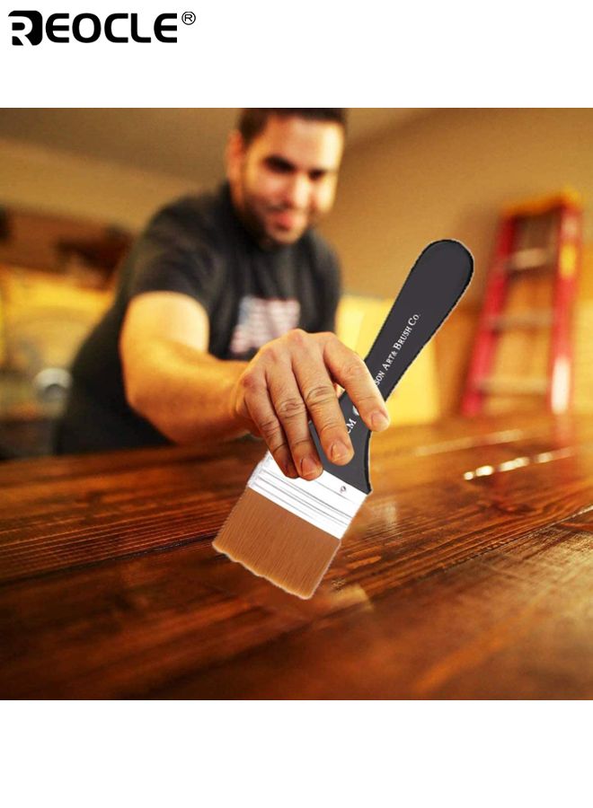 REOCLE 5PCS Flat Paint Brushes Set Multi Purpose Assorted Size Wall Brushes Flat Artist Paint Brush for Home Barbecue Oil Painting and Furniture Painting Projects - Image 3