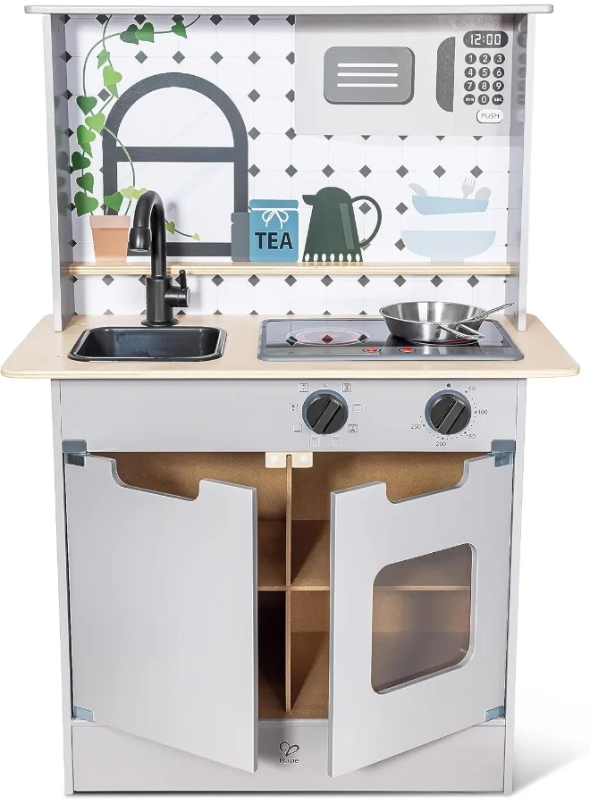 Hape Hape Play Essentials Light & Sound Kitchen Playset (5 Pieces, Grey)