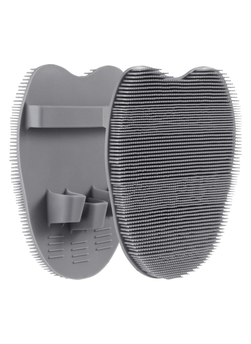 HieerBus - Silicone Body Brush, Bath Back Cleaning Scrubber, Shower Sponge Glove, Exfoliating Body Brush for Wet or Dry Brushing, More Hygienic (Gray) - Image 1