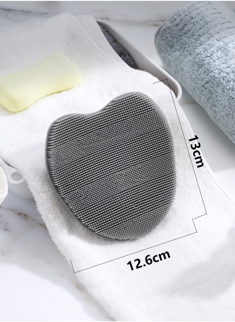 HieerBus - Silicone Body Brush, Bath Back Cleaning Scrubber, Shower Sponge Glove, Exfoliating Body Brush for Wet or Dry Brushing, More Hygienic (Gray) - Image 1